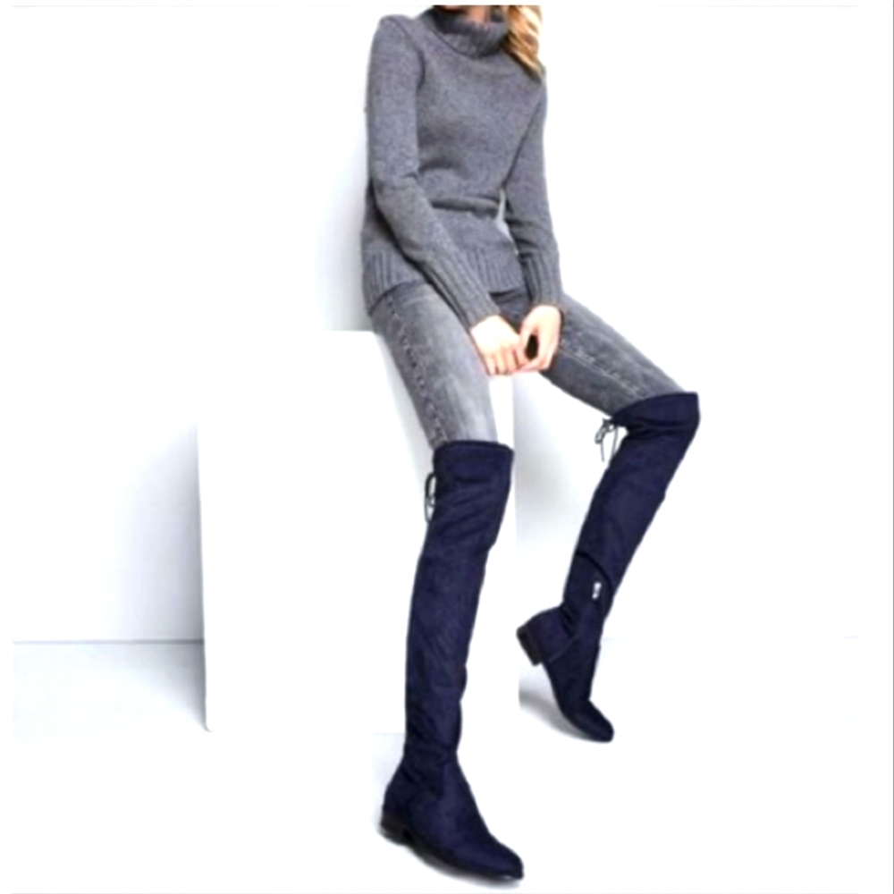 Over-the-Knee Black Suede Women's Boots - Picture 5 of 5
